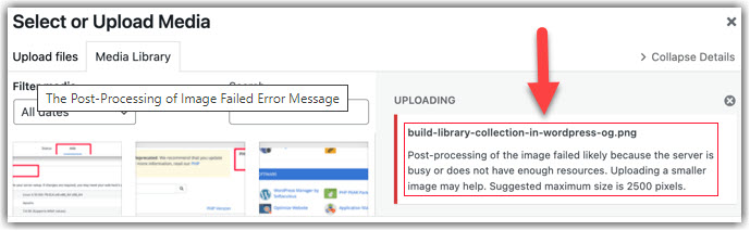 Post Processing of Image Failed Error in WordPress 1
